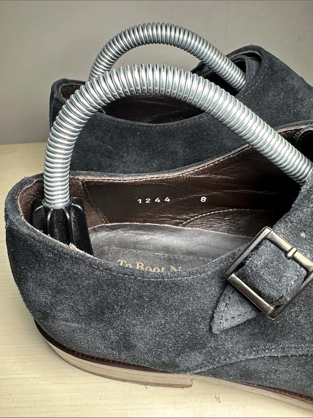To Boot New York Adam Derrick Double Monk Strap navy Suede Dress Shoes
